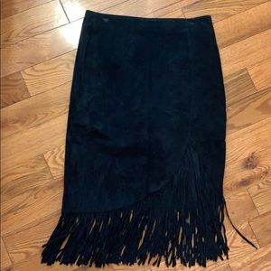 Fringe suede skirt